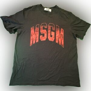 MSGM Milano Logo T Shirt Men's Medium Black Graphic Oversized Made In Italy
